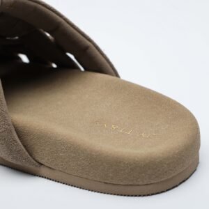 IMG11154 1 Closed Toe Suede Slides,Soft Footbed Mule Sandals,Japanese Style Suede Slides,Calf Suede Comfort Shoes,Woven Closed Toe Sandals