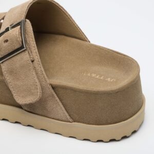 IMG11183 1 5CM Hidden Lift Sandals,Soft Footbed Slide Sandals,Double Buckle Suede Sandals,Japanese Style Footbed Sandals,Calf Suede Comfort Sandals