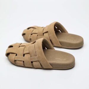 IMG11189 1 Closed Toe Suede Slides,Soft Footbed Mule Sandals,Japanese Style Suede Slides,Calf Suede Comfort Shoes,Woven Closed Toe Sandals
