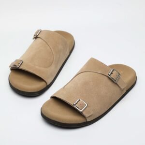 IMG11270 1 3CM Hidden Lift Sandals,Soft Footbed Slide Sandals,Double Buckle Suede Sandals,Japanese Style Suede Sandals,Calf Suede Comfort Sandals