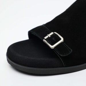 IMG11286 1 3CM Hidden Lift Sandals,Soft Footbed Slide Sandals,Double Buckle Suede Sandals,Japanese Style Suede Sandals,Calf Suede Comfort Sandals