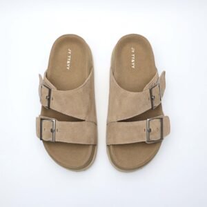 IMG11739 1 5CM Hidden Lift Sandals,Soft Footbed Slide Sandals,Double Buckle Suede Sandals,Japanese Style Footbed Sandals,Calf Suede Comfort Sandals